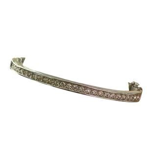 Swarovski Crystal Silver Tone Hinged Bangle  Bracelet